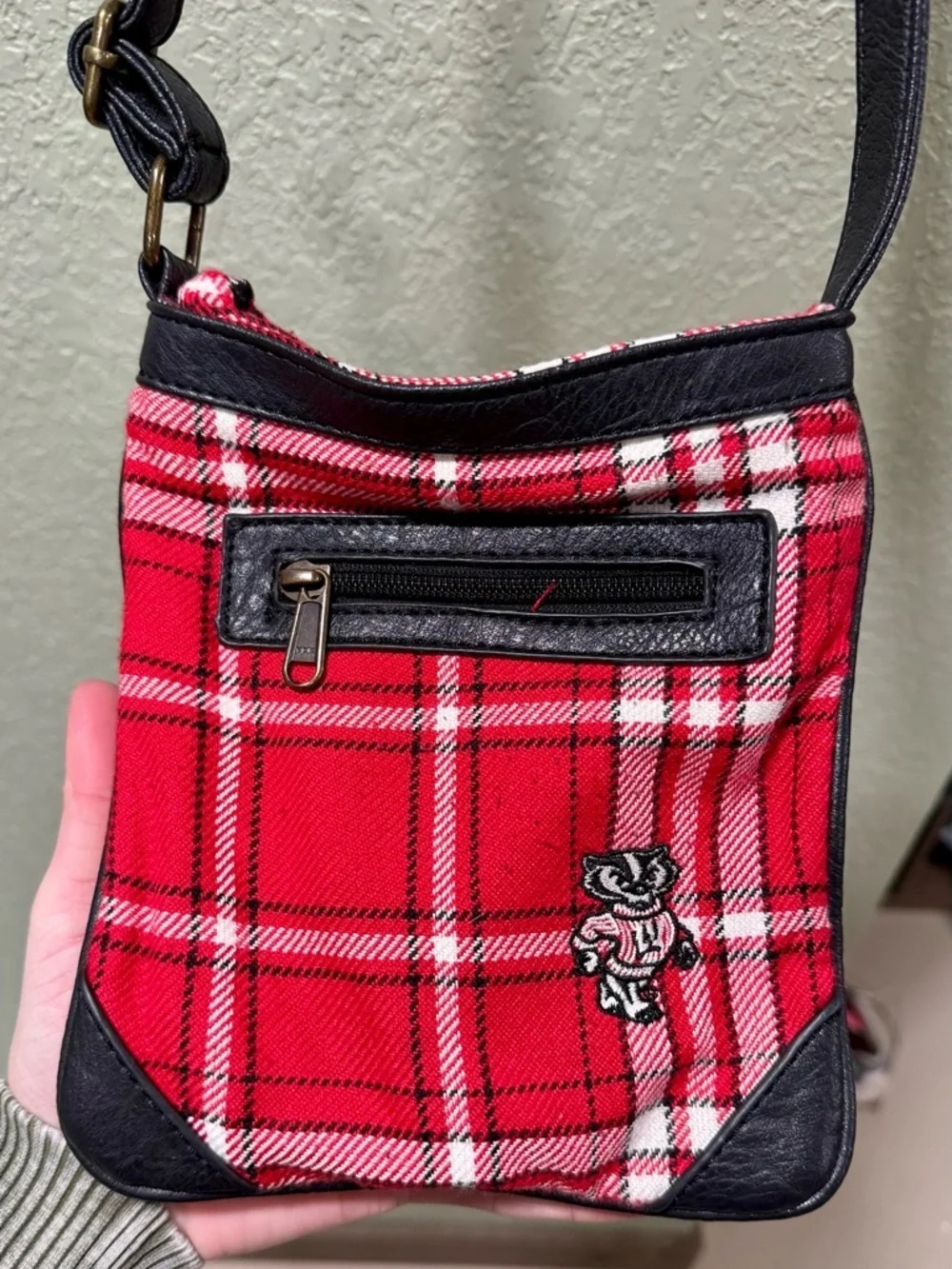 Wisconsin Badgers Plaid Crossbody Bag - Unbranded